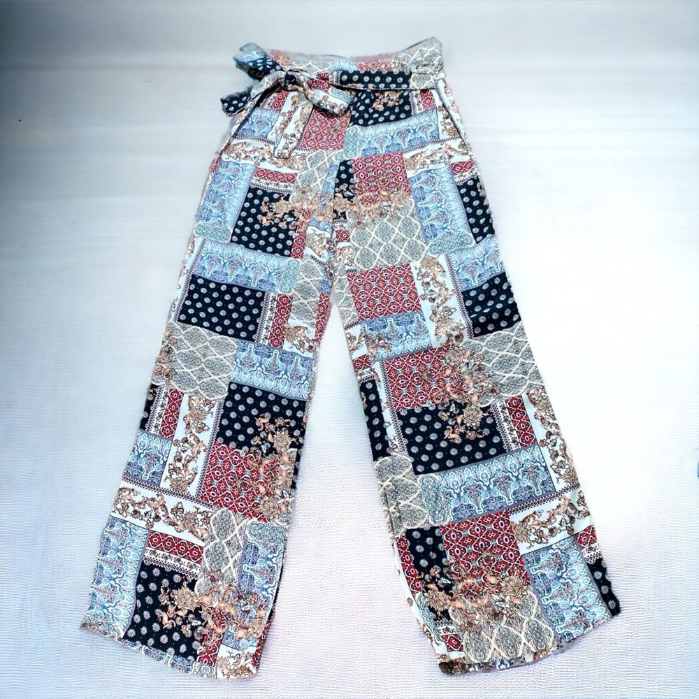 Vintage 90’s NY Invasion 100% Rayon Patchwork Print Pants XS